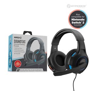 "SoundTac" Universal Gaming Headset For Nintendo Switch® 2 / Nintendo Switch®/ Nintendo Switch® Lite/  Xbox Series X®/ Xbox Series S®/ PS5™/PS4®/ Xbox One®/ Wii U®/ PC/ Mac® (Blue Orange) - Hyperkin