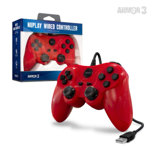 NuPlay Wired Game Controller for PS3® (Red) - Armor3