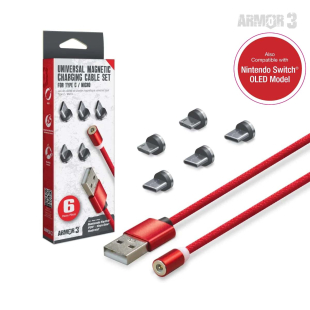 Universal Magnetic Charging Cable Set 6 Pcs for Type C / Micro / Nintendo Switch® / PS4® / Xbox One® / Android® - Armor3